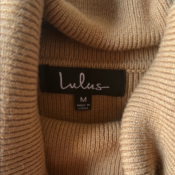 Lulus “Lets Cuddle Tan Cowel Neck Sweater” - Picture 7 of 8